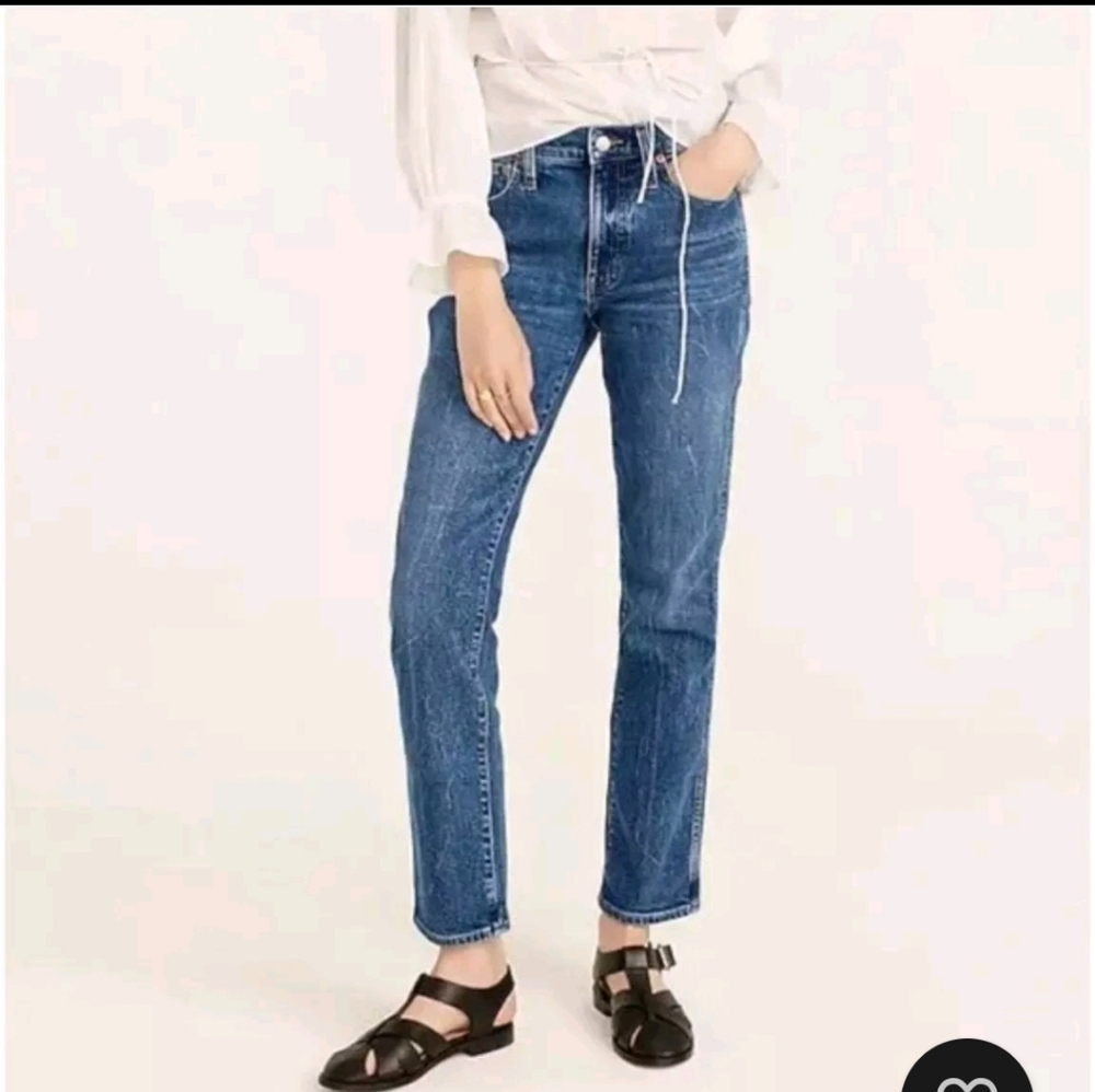 J. Crew 9" Mid-rise Vintage Slim Straight Leg Jean Stretch Catskill Dark Wash 28